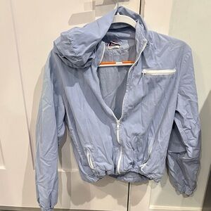 Light Blue/purple  Hooded Bomber Jacket - Women's Casual Layer